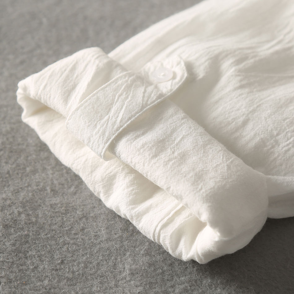 Chemises hawaïennes décontractées pour hommes, coton, lin, marque de créateur, coupe couvertes, manches longues, vêtements blancs pour hommes, printemps, automne