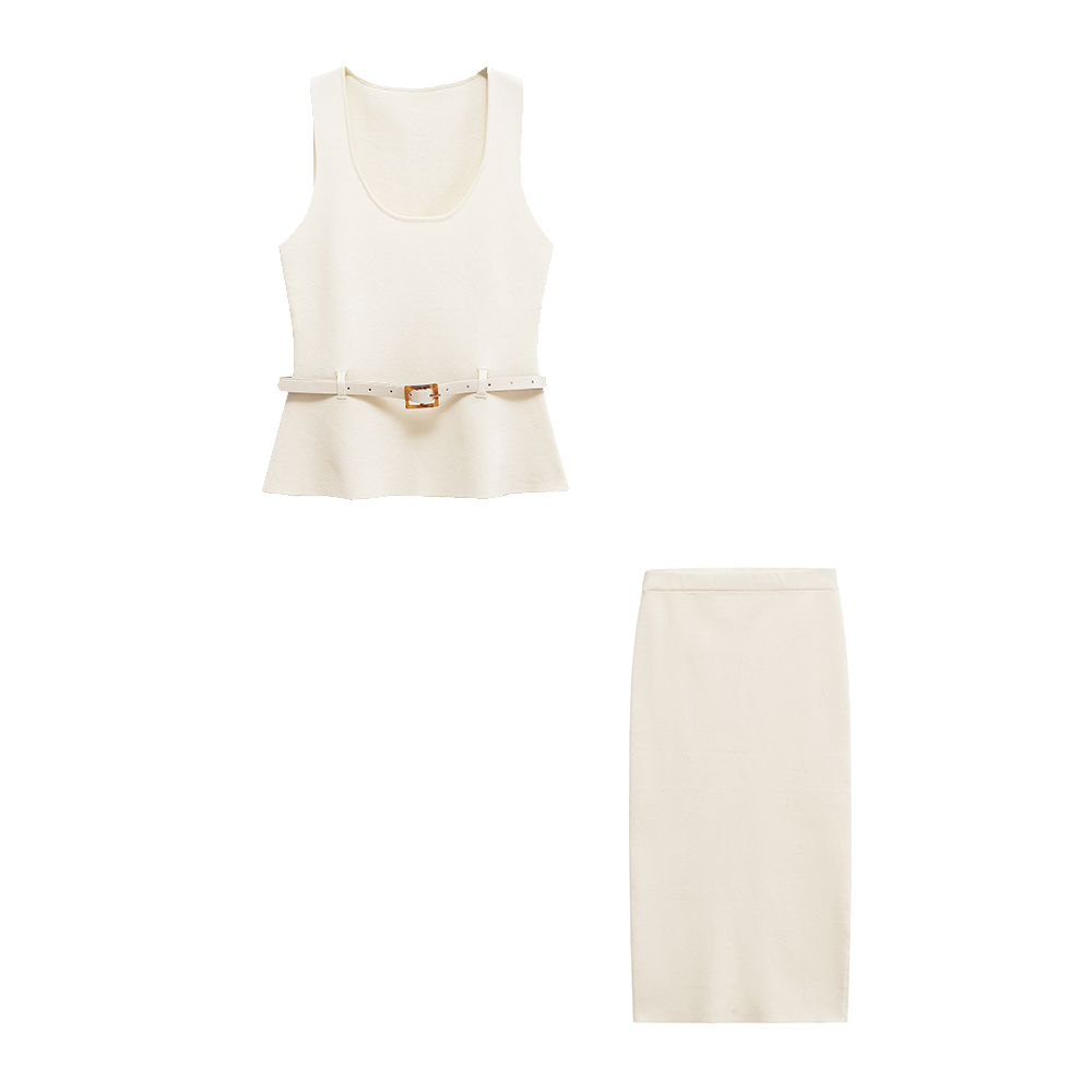 Tenue d'été décontractée pour femmes, ensemble deux pièces élégant, débardeur en tricot, jupe Midi, haut pour femme, vêtements Streetwear, 4192062