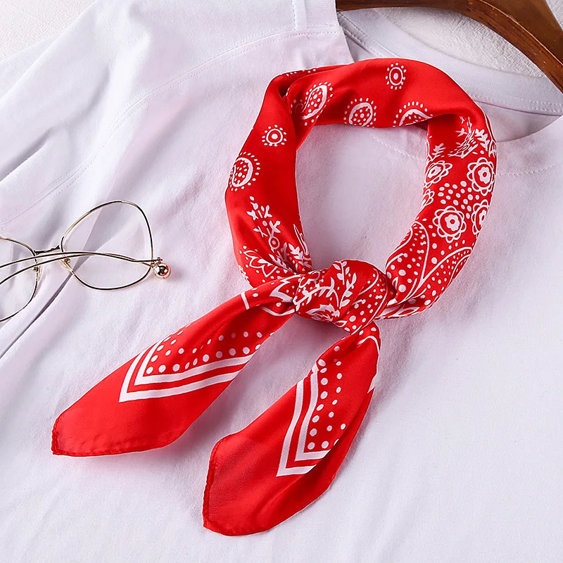 70cm Bandana foulard pour femmes mode Paisley imprimé mouchoir soie Satin Hijab écharpes femme carré cou foulards livraison directe