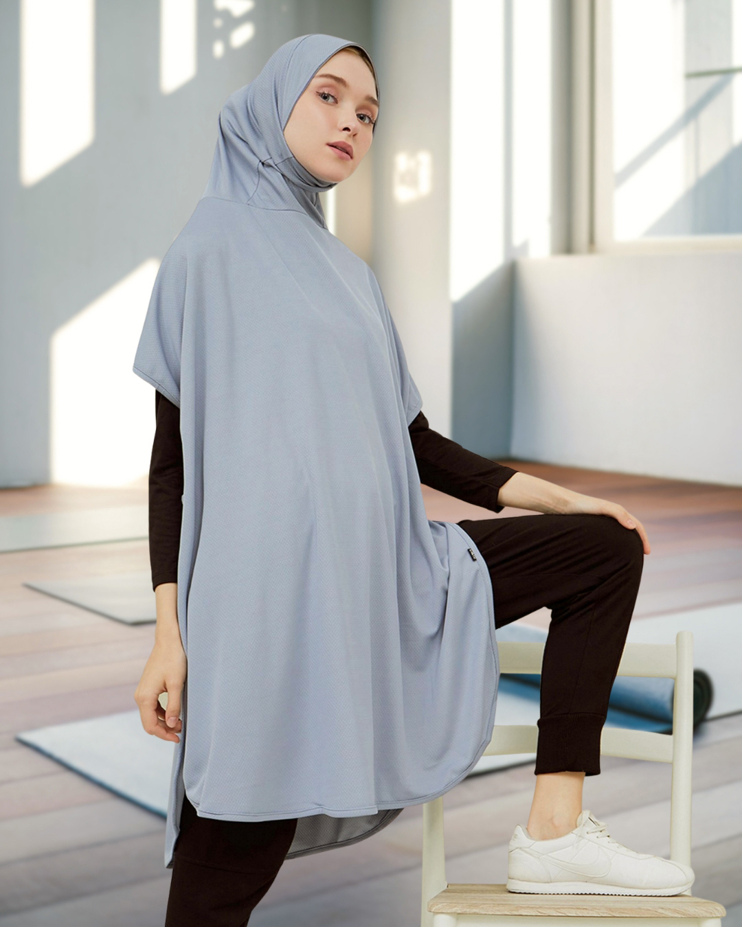 Hijab sport à capuche grande taille, écharpe à séchage rapide, hijab instantané pour femmes musulmanes, facile à porter, vêtements de sport pour femme, gym
