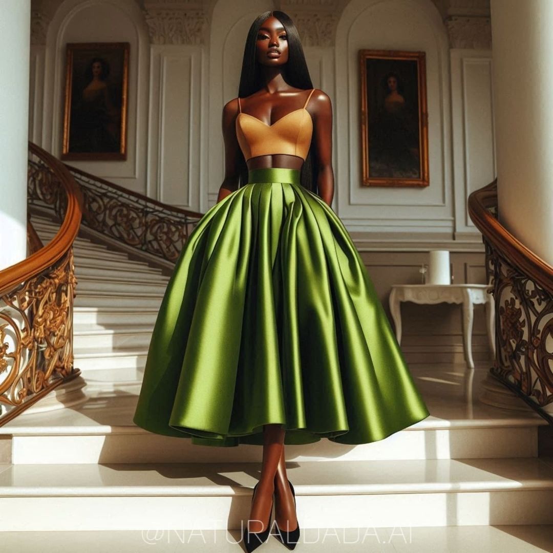 Jupe courte en satin vert sur mesure, 6 options, haut bas, jupes de soirée, longue plissée, taffetas, jupe maxi formelle africaine