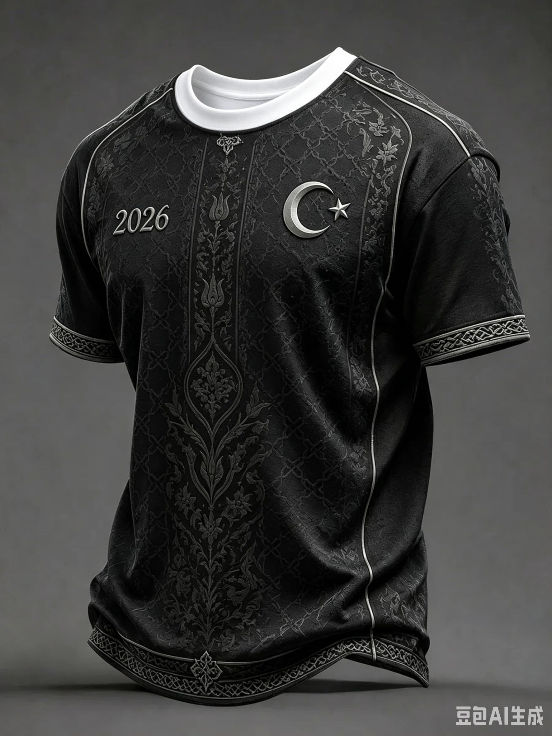 Maillot de football Turquie 2026 Rouge à imprimé floral Paisley, motif croissant et étoile TÜRKIYE, T-shirt à manches courtes pour supporters turcs
