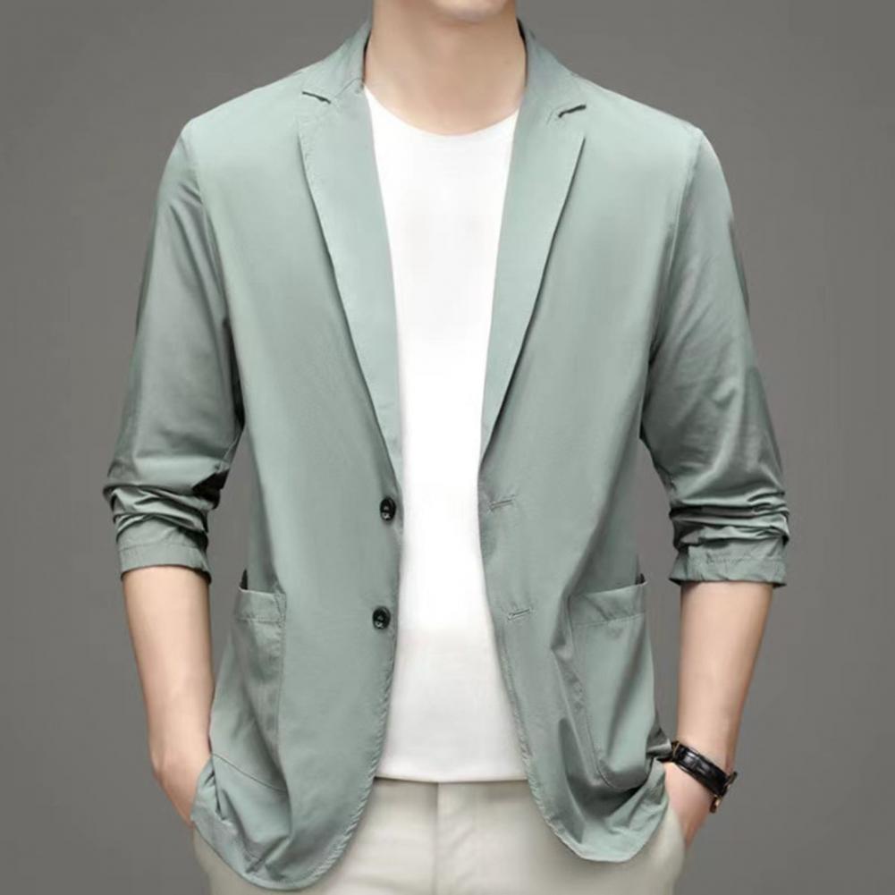 Manteau de costume d'été formel pour hommes, manteau d'affaires à revers, poches à Double boutons, Cardigan solide, vestes de costume amples pour hommes, veste de travail