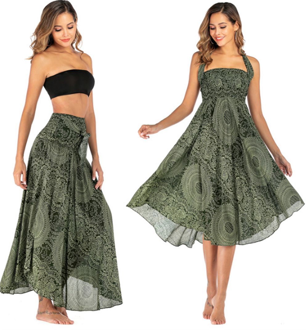 Boho robe et jupe pour femmes Yoga décontracté été Maxi longue courte impression pour plage bohême Muti robe fonctionnelle