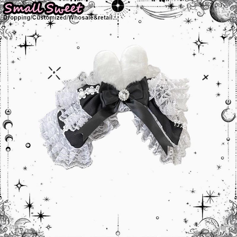 Femmes gothique Lolita sous-culture lapin dentelle haut à volants Clips épingle à cheveux pince Y2K fille Harajuku arc oreilles de lapin pinces à cheveux accessoires