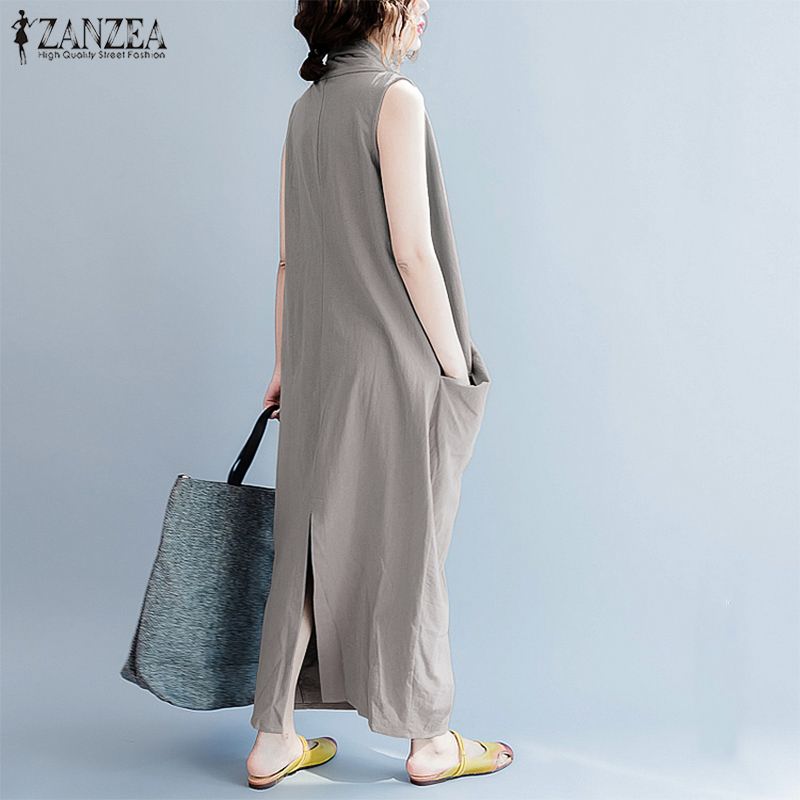 ZANZEA surdimensionné asymétrique Maxi robe femmes été 2025 vacances robe d'été Femme col en V drapé Robes rayonne Robes Femme