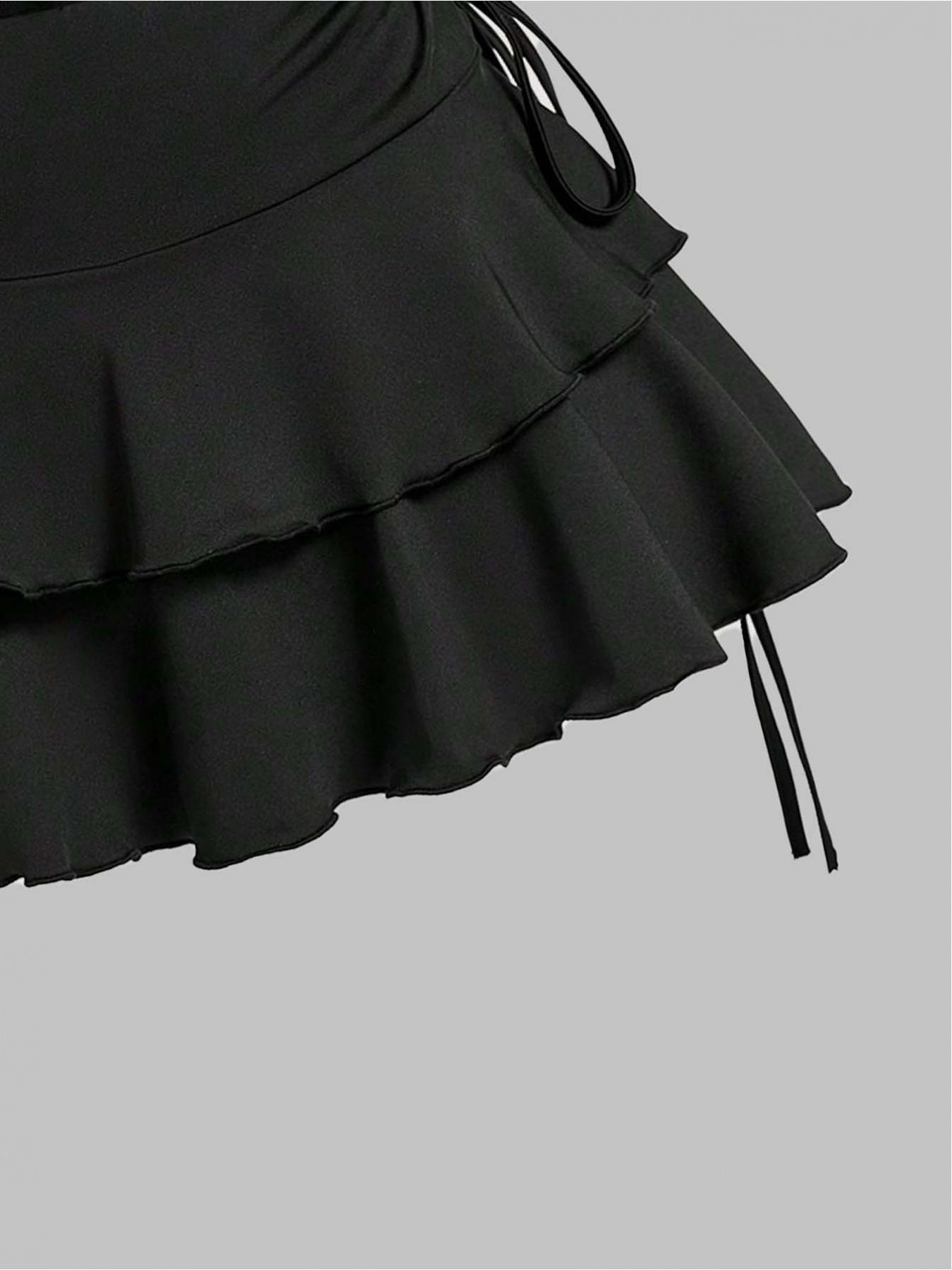 Ensemble jupe courte polyvalente pour femmes + haut sans bretelles sexy et ajusté pour femmes