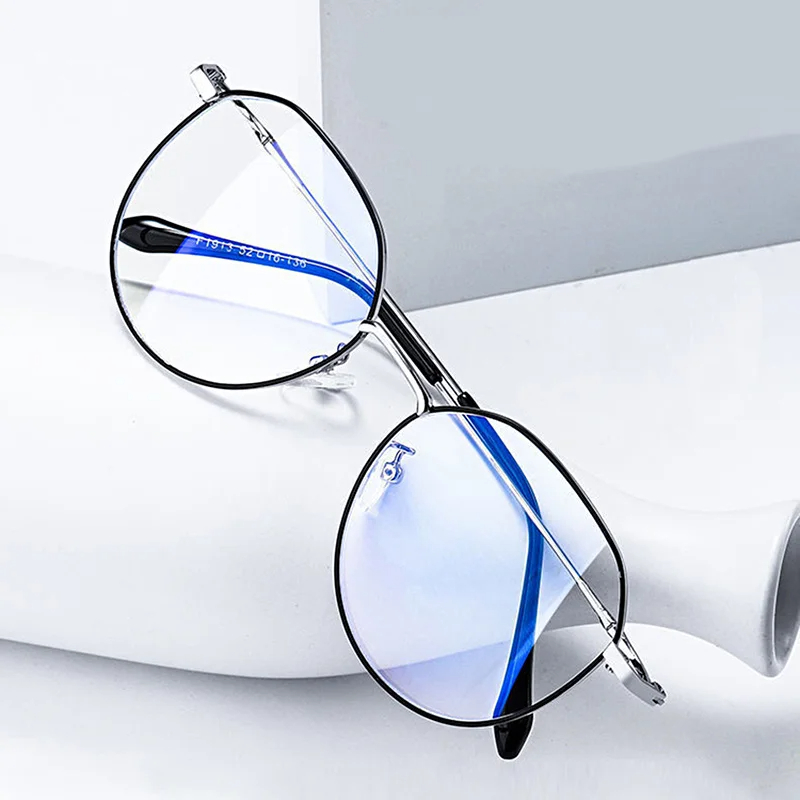 Lunettes anti-lumière bleue rondes en métal vintage pour femmes et hommes, montures de lunettes classiques unisexes, lunettes d'ordinateur transparentes, Oculos