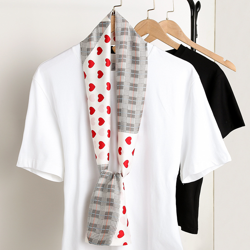 Marque de luxe ruban Foulard en soie 15*145 cm rouge bandeau Foulard cheveux écharpes cou cravate dame maigre foulards doux Satin
