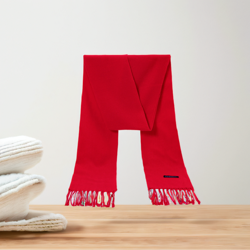 Écharpe en cachemire rouge pour femme, châles enveloppants avec pompon, Pashmina, jubilé, hiver, épais, silencieux, 2024