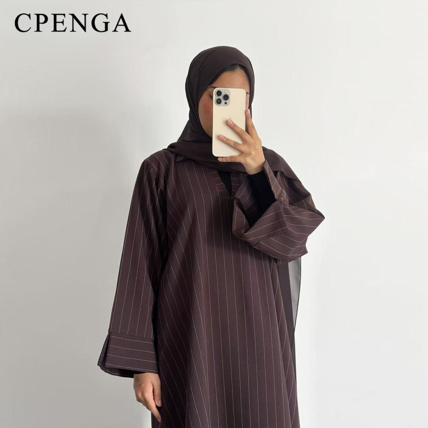 Robe Abaya rayée à col en V pour femmes, robe musulmane élégante et modeste, Kaftan Dubaï, robe longue arabe, tenue de fête Ramadan Eid Mubarak