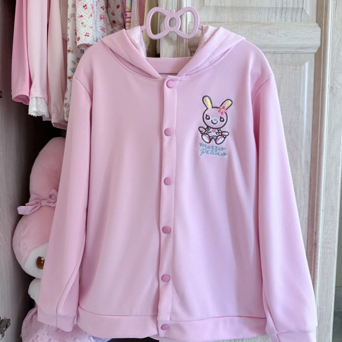 Japonais mignon manteau broderie lapin oreille à capuche sous-culture Kawaii Y2k hauts décontracté mode doux manteaux Ropa Mujer femmes vêtements