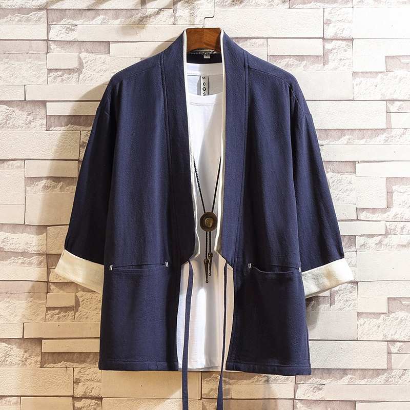 Kimono Cardigan Homme 2026 – Chemise de Mode Japonaise, Kimonos, Costume de Karaté Samouraï, Yukata, Veste Haori, Pyjama Japonais Homme FF2125