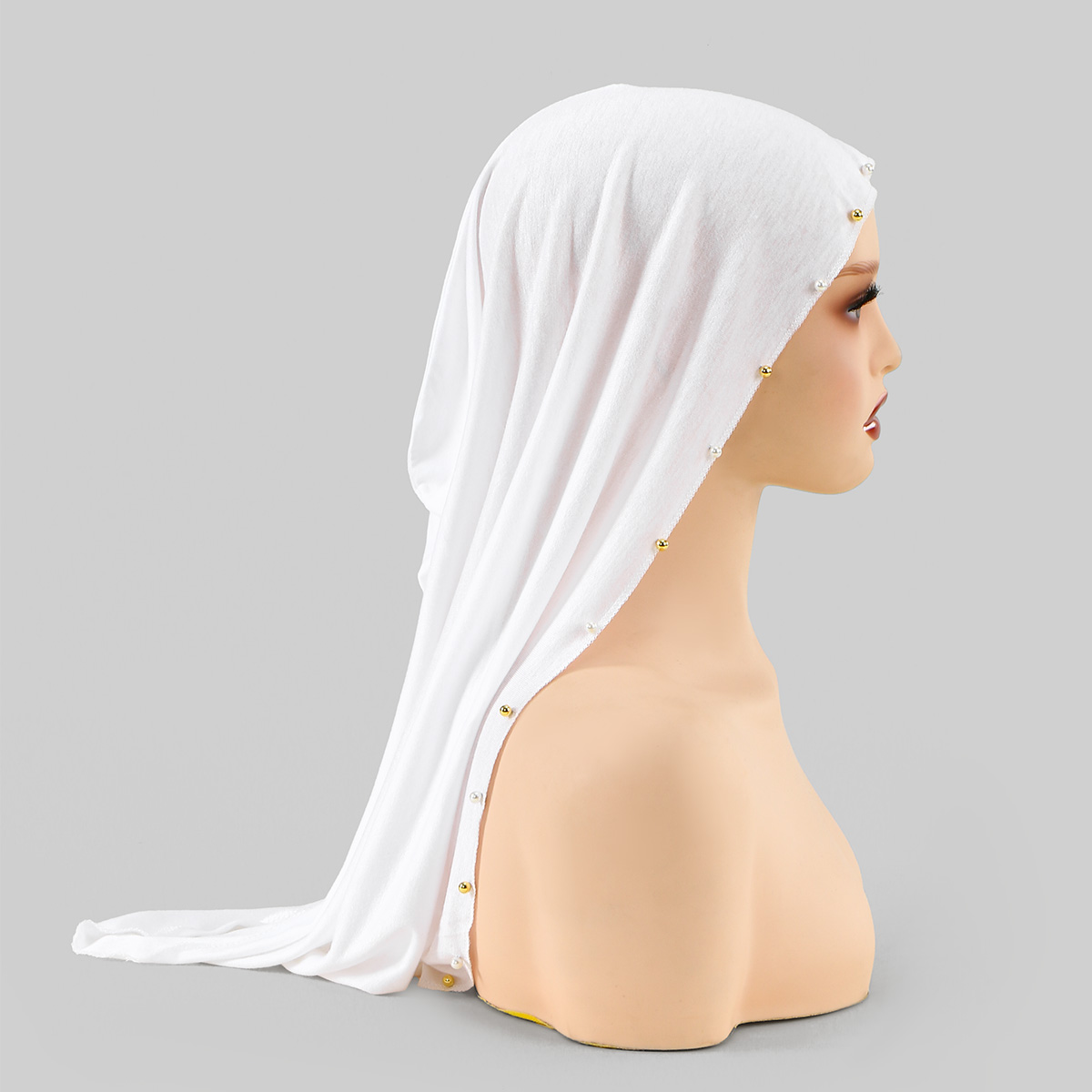 Nouveau Ramadan perles coton Jersey instantané Hijab casquette solide femme musulmane sous-capuche extensible croix chapeau Islam Turban Bonnet bandeau