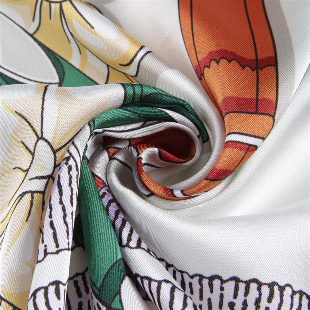 Ceintures imprimé fleuri sergé Foulard en soie châle marque foulards carrés femmes Hijab luxe Bandana Foulard foulard foulards de tête 90CM
