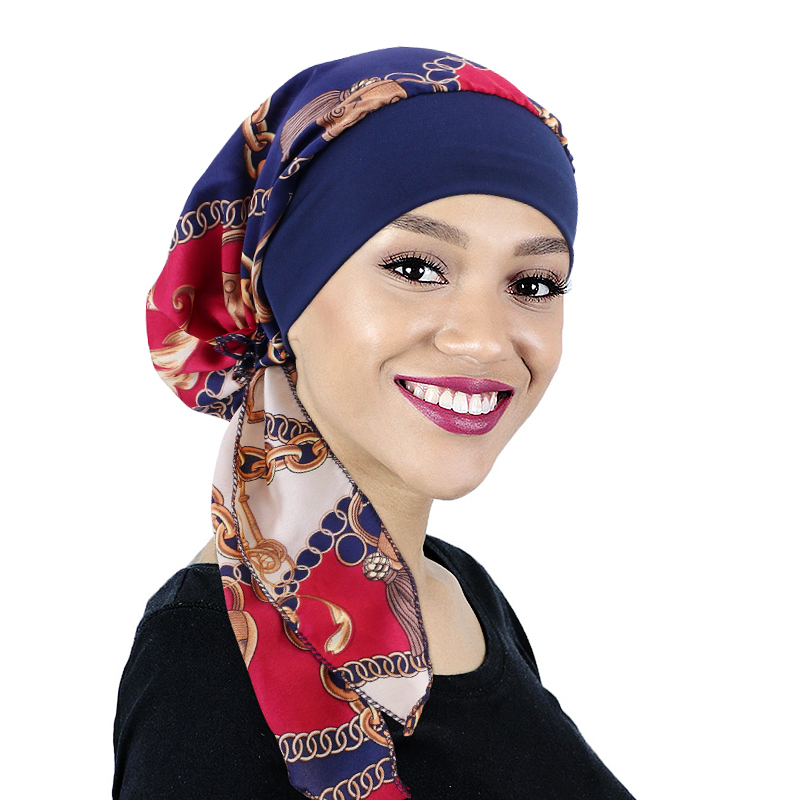 Nouveau bonnet de bandeau en ruban de soie simulé pour femmes, casquette de chimiothérapie, casquette de bandeau, casquette de soins capillaires