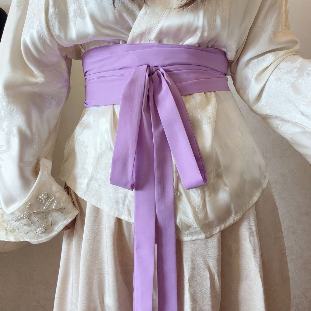 Ceinture Hanfu en tissu mousseline, ceinture large en satin de soie couleur unie, ceinture en coton et lin avec nœud décoratif, ceinture à nouer