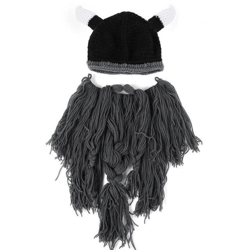 Chapeau de corne de barbe unisexe, bonnet de masque de ski, bonnet de vagin barbare, chapeau cool et chaud, cosplay d'Halloween, unisexe, 2019