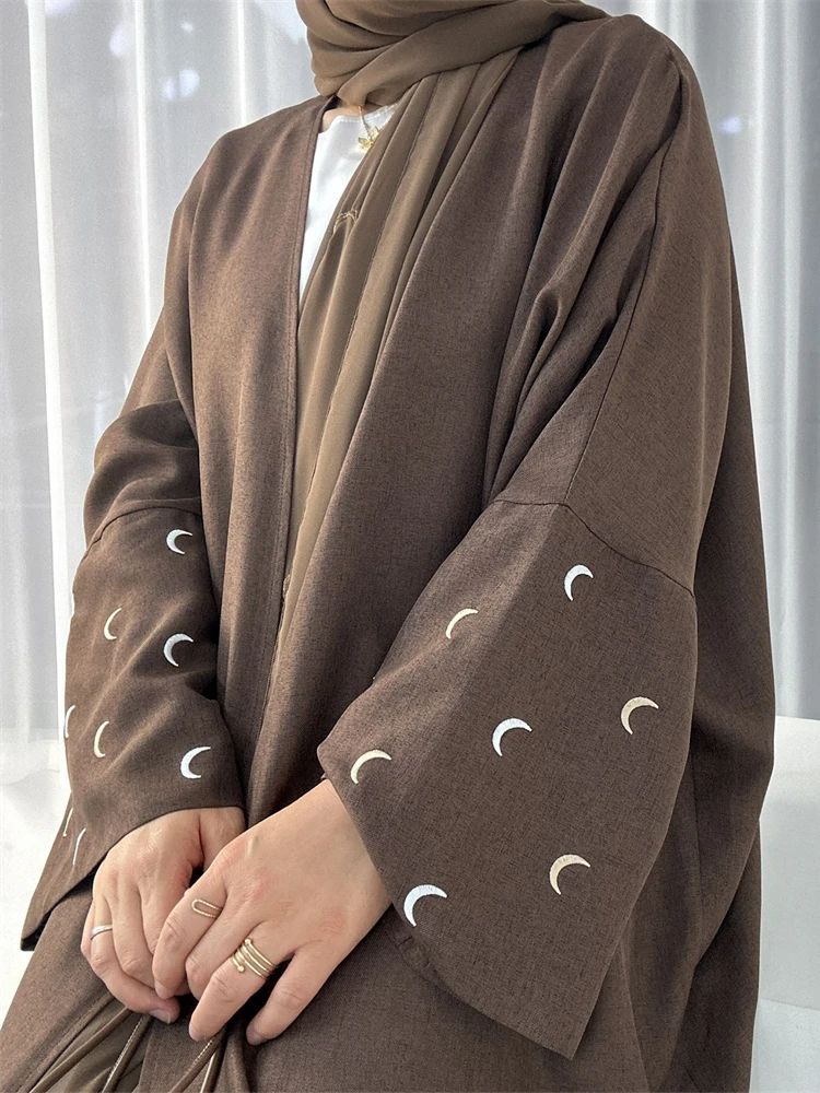 Ramadan lune noire Abaya Kimono Kebaya turquie Islam Robe musulmane modeste Damen vêtements de prière femmes caftans Robe Femme Musulmane