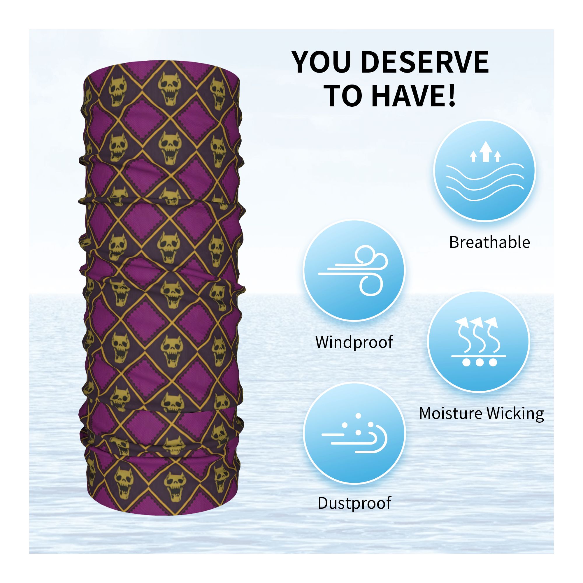 Cache-cou bandana personnalisé coupe-vent, écharpe de protection faciale, bandeau Calavera Yoshikage Kira, tube, cagoule