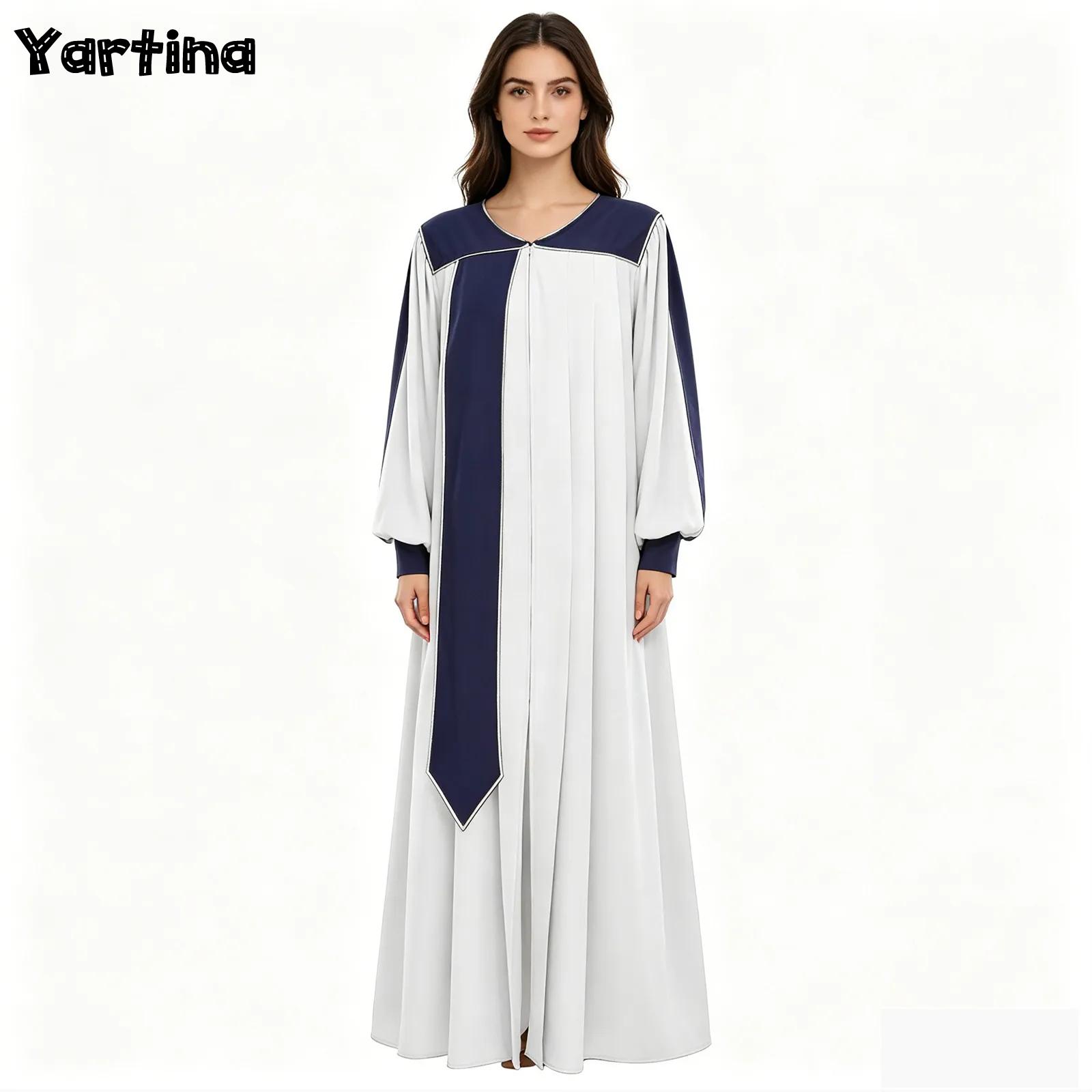 Robe de prêtre chrétien pour femmes, fermeture éclair fendue sur le devant, robe de pasteur, Robes de chorale d'église, Costume de spectacle du clergé catholique d'halloween