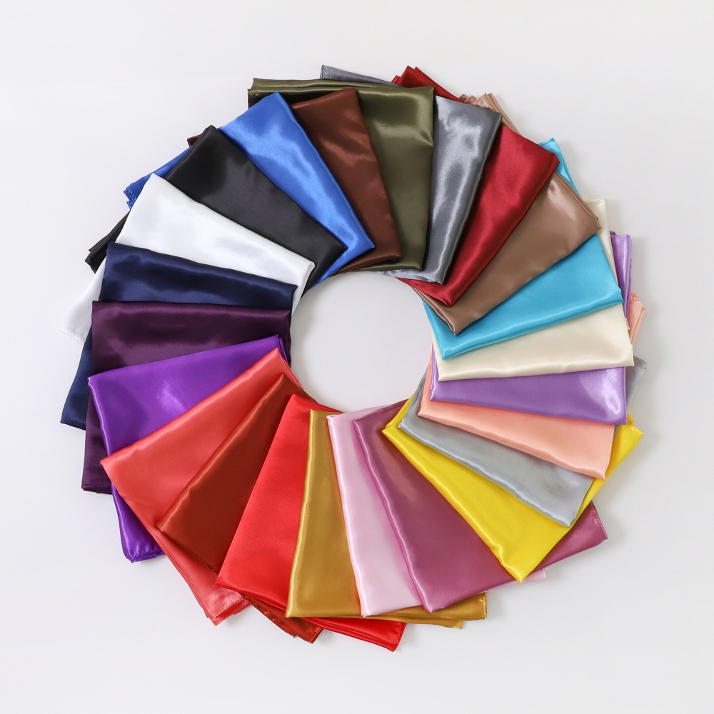 Foulard carré en Satin de soie pour femmes, 90x90cm, mode, couleur unie, Hijab, châle, accessoires pour cheveux