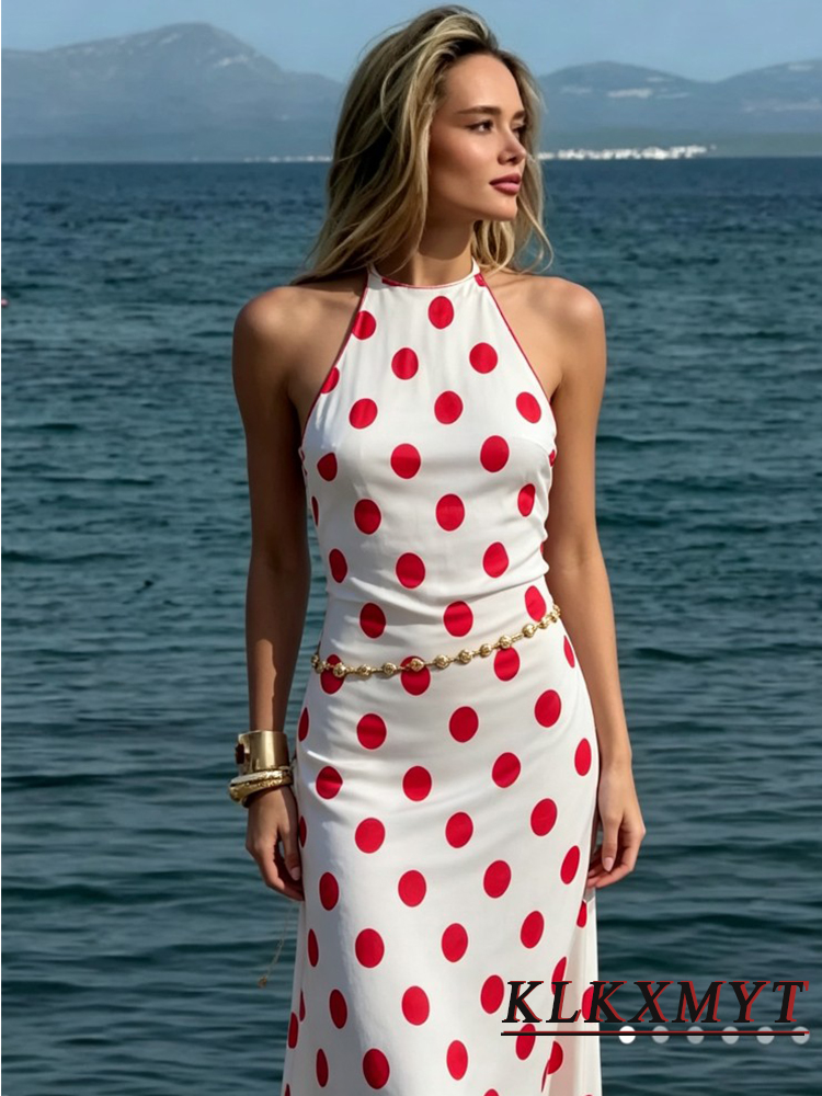 Nouvelle Robe Halter Chic et Élégante pour Femme, Sexy, Dos Nu, Sans Manches, avec Nœud et Lacets, Idéale pour l'Été et les Cérémonies de Remise des Diplômes