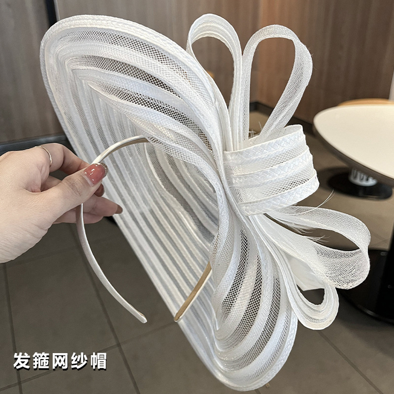 Élégant chapeau en maille tressée rétro polyvalent haut de gamme pour femme, accessoire de fête, décoration printemps-été