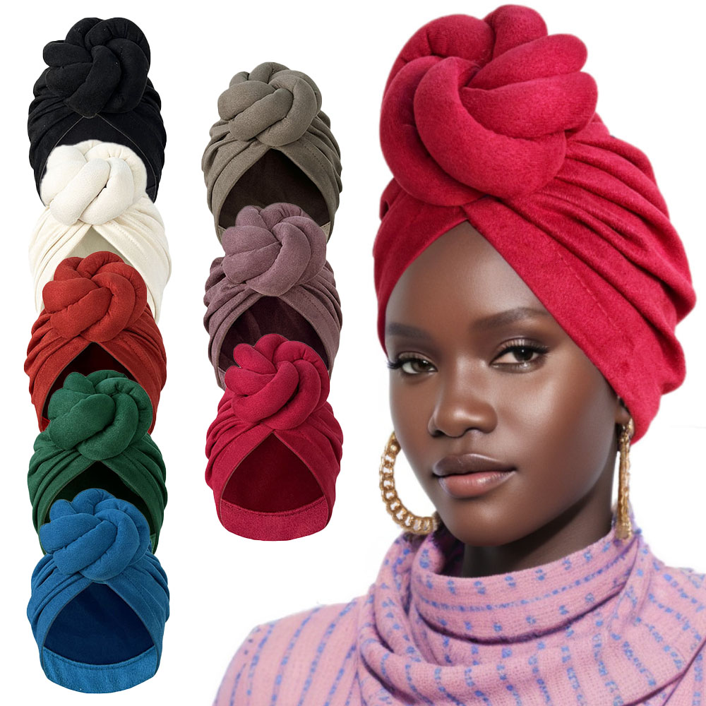Nouveau Turban noué pré-fabriqué chapeau daim bandeau élégant plissé bonnets foulard pour les femmes Turban