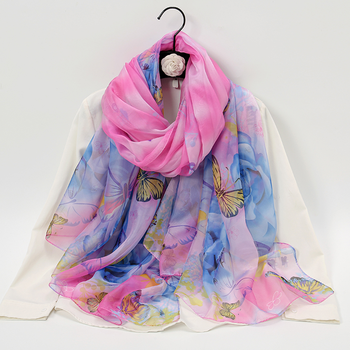 Écharpe en mousseline de soie pour femmes musulmanes, hijab, fleur de pivoine, bandana, Industries ong de plage, imprimé, châle doux, vente en gros