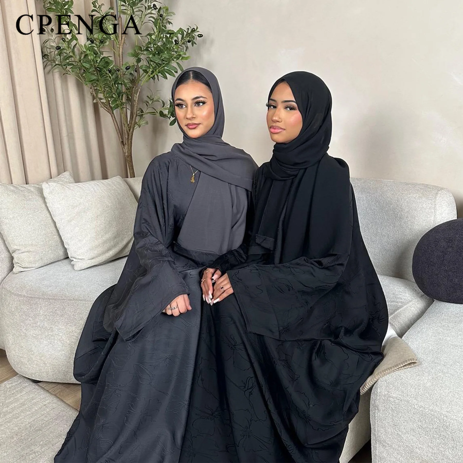 Ensemble de tenues musulmanes de luxe 2 pièces pour femmes, Robe Abaya Hijab Abaya pour Ramadan dubaï, Kaftan de fête islamique, Robe élégante de turquie, 2025