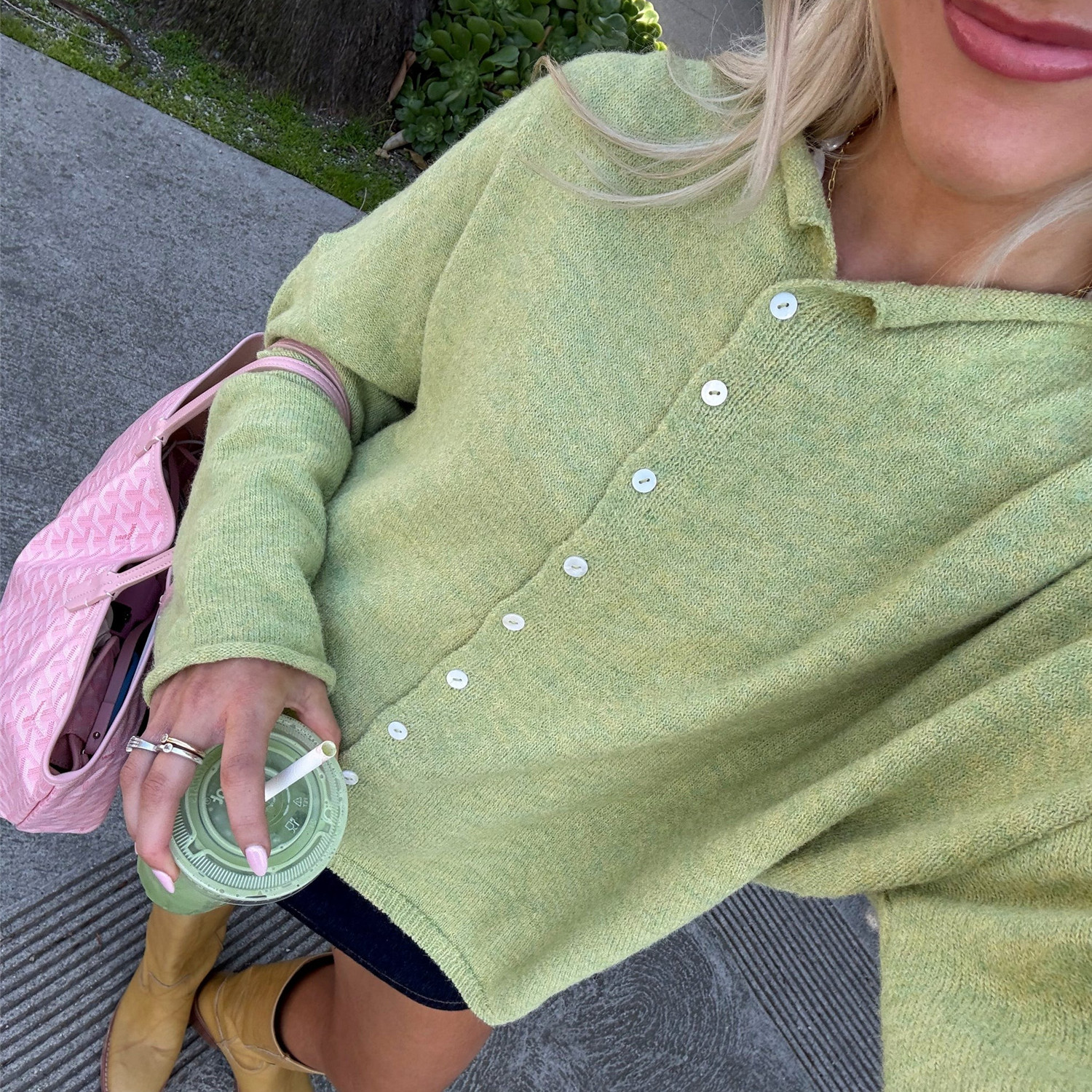 Cardigan en tricot pour femmes, à la mode, polyvalent, couleur unie, manches longues, ample, boutonné, pull Y2K, hiver, automne, Streetwear