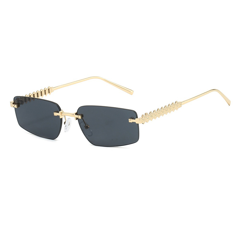 Marque sans monture carré lunettes de soleil femmes 2025 Sexy à la mode marque de luxe cadre en métal lunettes de soleil pour dames populaire Vintage