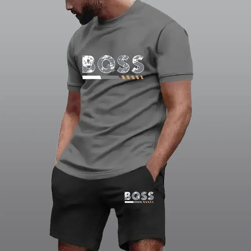 Vêtements de sport d'été pour hommes, ensemble deux pièces, mode, fitness, course à pied, décontracté, séchage rapide, ensemble short à manches courtes, vêtements pour hommes
