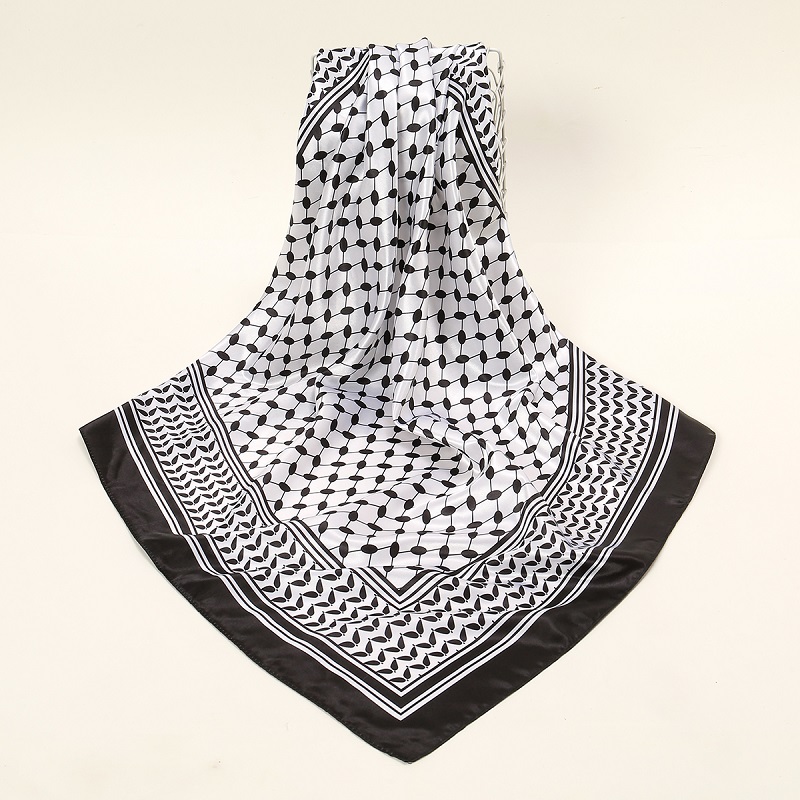 Foulard carré en Satin de soie arabe pour femmes musulmanes, imprimé numérique, élégant, décontracté, bandeau pour cheveux, 90x90cm, nouvelle collection