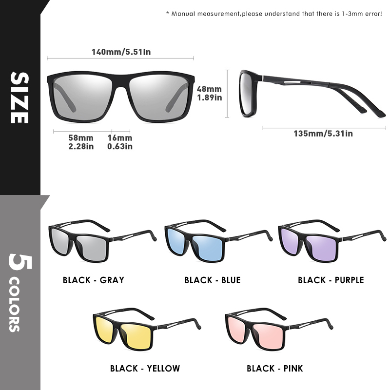 Lunettes de soleil carrées classiques rétro 2026 pour femmes, photochromiques polarisées, verres teintés violets, lunettes de soleil pour hommes, anti-reflets UV400