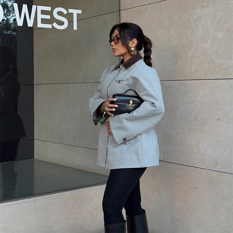 Veste polyvalente à revers pour femmes, manches longues, fermeture éclair élégante, coupe cintrée, Chic, manteau d'extérieur, Unique, vêtements de rue décontractés