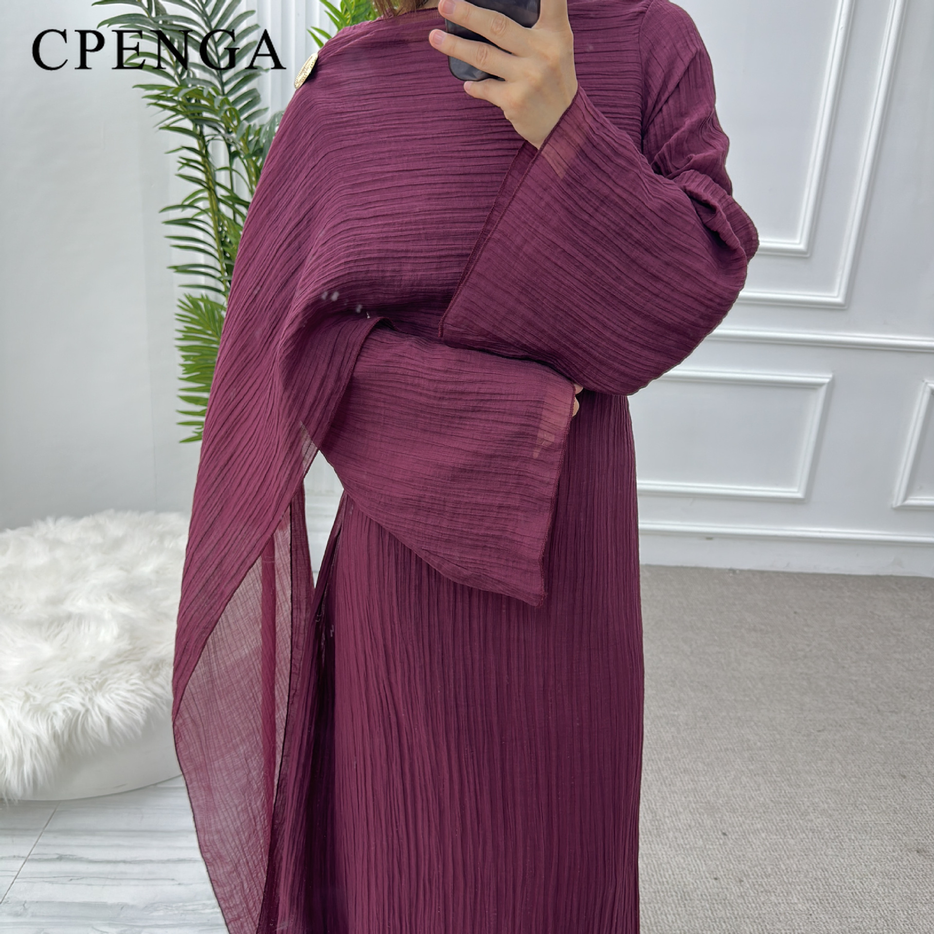 Ensemble deux pièces Cardigan musulman du moyen-orient pour femmes, Robe Abaya modeste pour Ramadan Eid dubaï, tenue élégante, couleur unie, turque