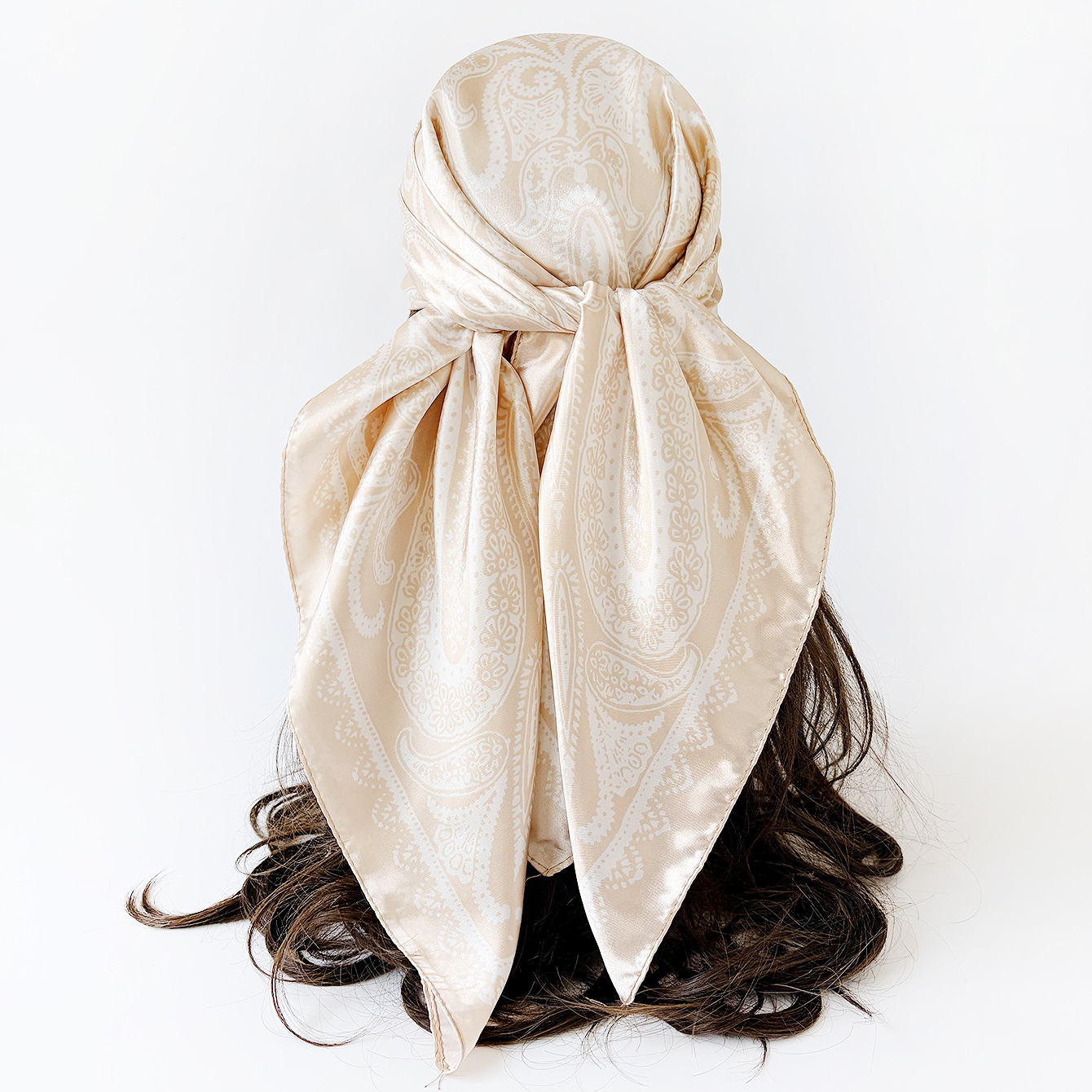 Foulard carré en soie de luxe pour femme 90 cm, imprimé satiné, hijab, écharpe musulmane, paréo, bandana, châle, bandeau, foulard