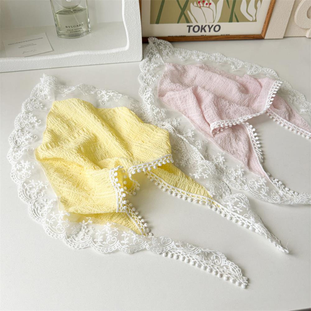 Nouveau été dentelle Triangle foulard femme dentelle cheveux écharpe rétro français Triangle bandeau de cheveux doux Turban casquette crème solaire foulard