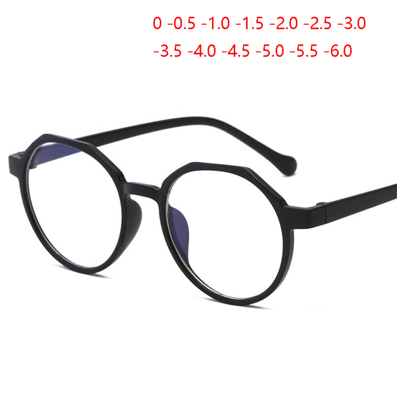 Lunettes optiques rondes rétro pour femmes et hommes, verres transparents à la mode pour myopie, pour myopie, 0 -0.5 -1.0 -1.5 à-6.0
