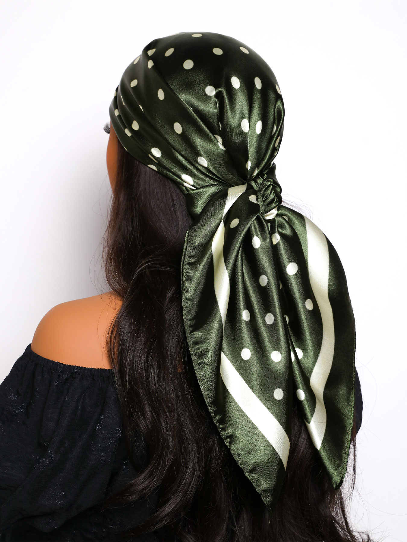 Écharpe carrée en satin à pois 90x90cm, grand foulard pour femmes, châle de cou, accessoire de mode multi-usage, décoration de sac à main, cadeau.