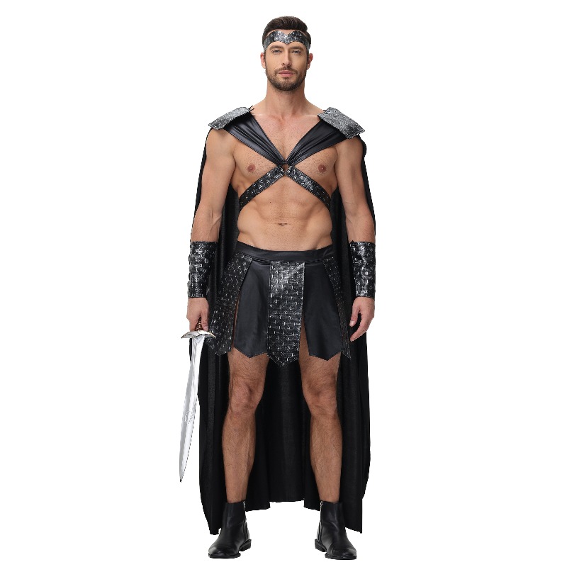 Costume de guerrier spartiate pour homme, tenue de gladiateur romain avec cape, cosplay d'Halloween pour le carnaval