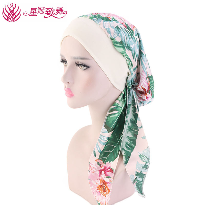 Foulard élastique à large bande imprimé Boho, bonnet de nuit Turban et bandeau pour cheveux pour femmes