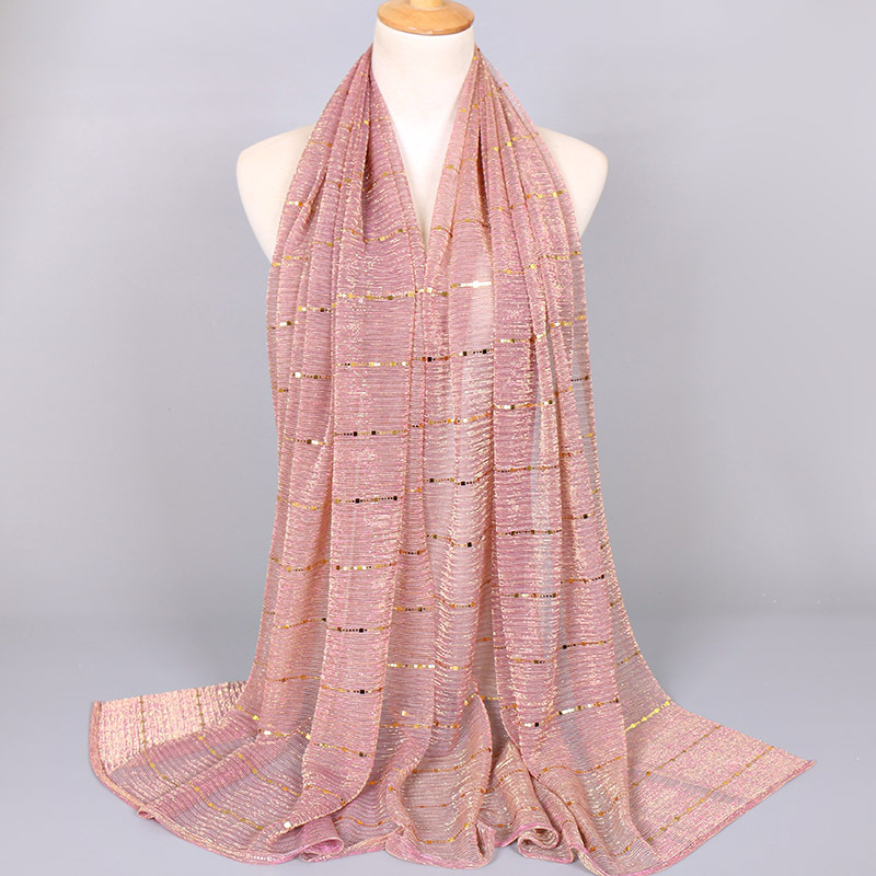 Écharpe légère à paillettes pour femme, couleur unie, tissu doux, châle, automne