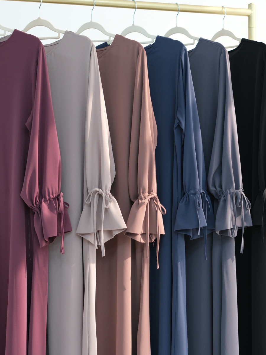 Femmes musulmanes turquie dubaï Abaya cordon manches Robe longue grande taille modeste Ramadan Robe ample caftan Femme Islam vêtements