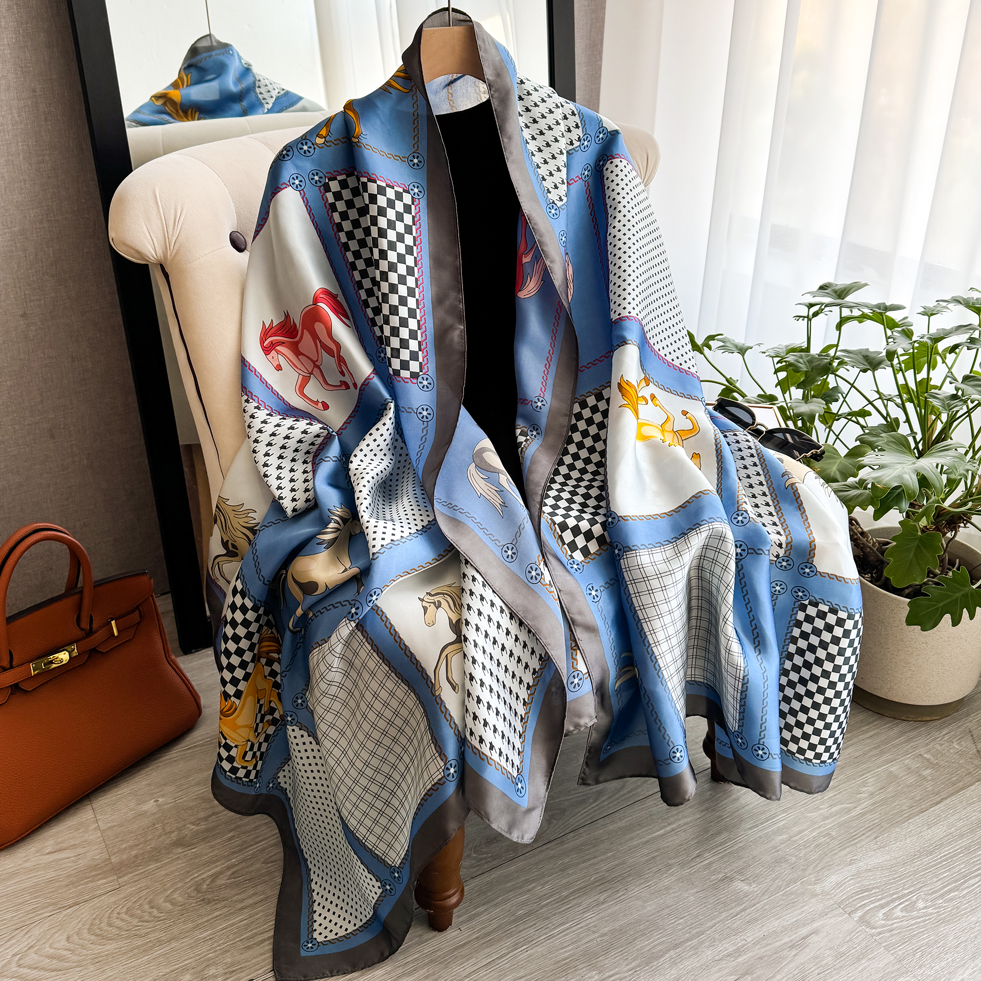 Écharpe en soie pour femme 180x90cm, châle long luxueux, doux et lisse, turban, accessoire de mode pour la plage et la protection solaire en extérieur