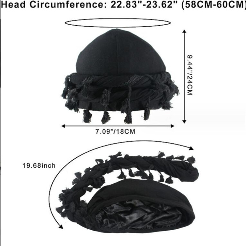 Chapeau Turban pour hommes, doublure en Satin, bandeau extensible, casquette de chimio Halo pour hommes, casquette indienne, foulard, chapeau Hip Hop
