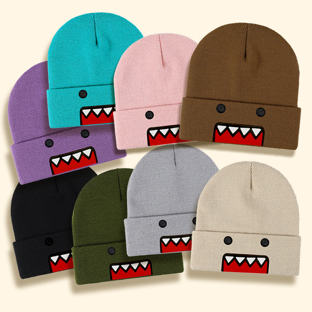 Domo Kun dessin animé brodé tricoté chapeau automne hiver extérieur chaud coupe-vent Hip Hop décontracté Style à la mode pour hommes femmes