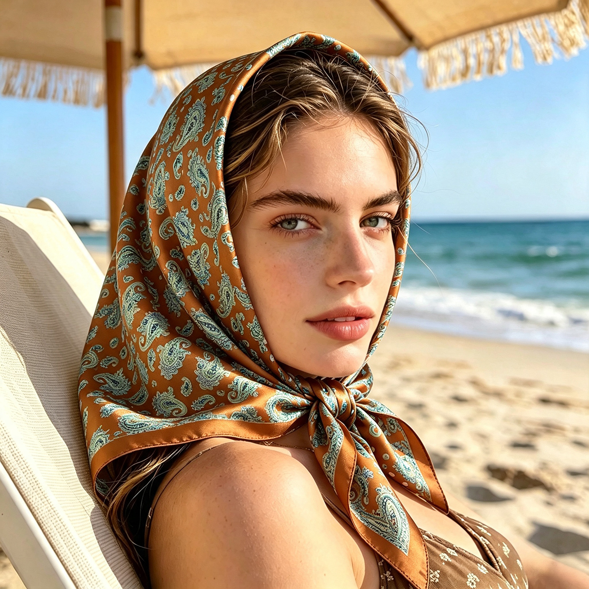 Foulard carré de luxe à imprimé cachemire pour femme, en satin doux, bandeau pour cheveux, foulard de cou, hijab, bandeau pour la tête, ruban pour sac